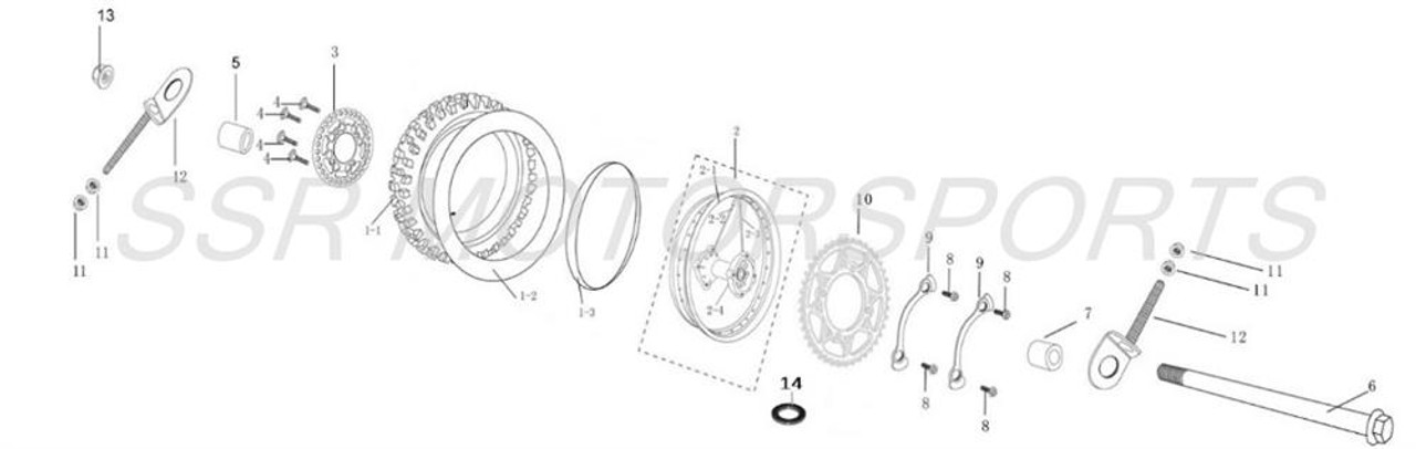 Inner Spoke Rear Rim Wheel SSR 125TR-BW 140TR-BW 14" Kayo TT125 TT140 125 140 14 SR150 150