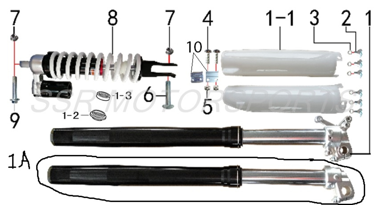 SSR SR189 LEFT FRONT FORK ASSY 830-53/58.5MM 189