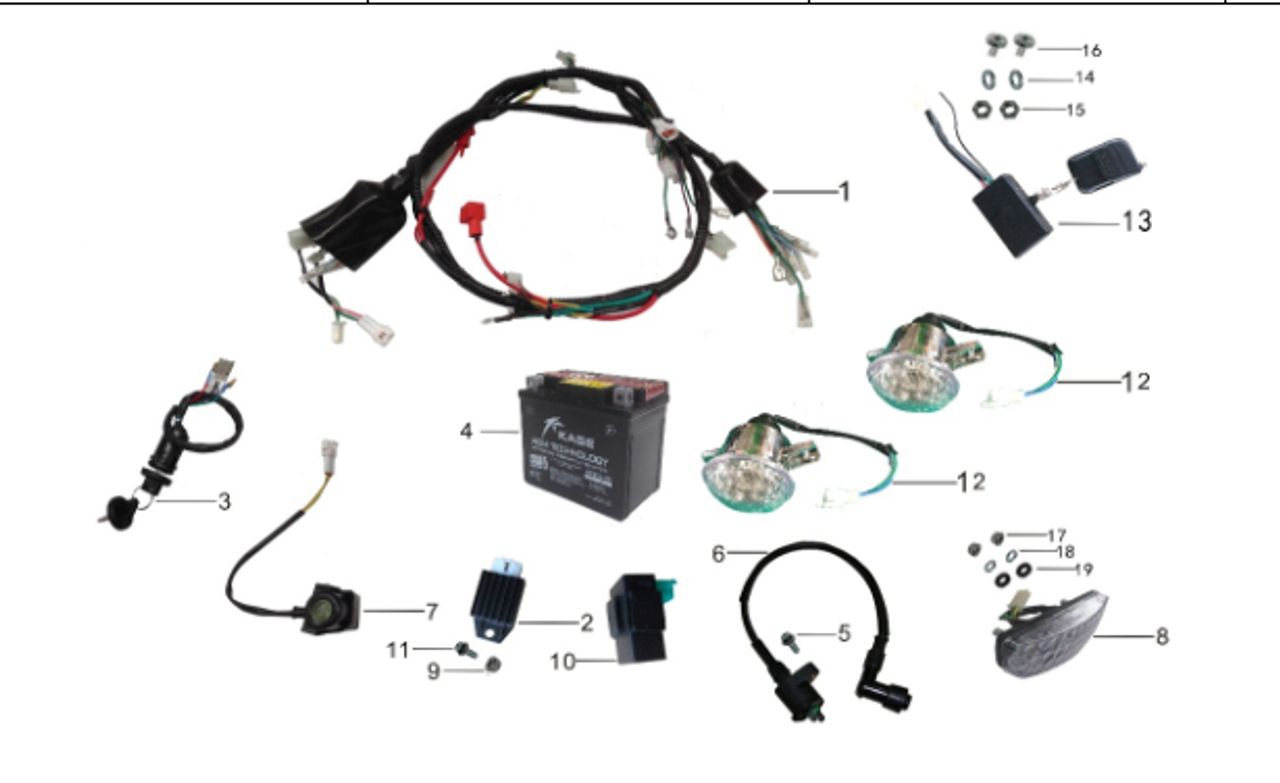 Kayo Fox 70 Main Cable Wiring Harness Loom