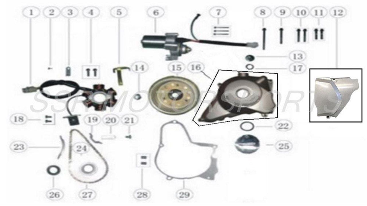 SSR SR125 AUTO Front Sprocket Cover by Stator 125 Counter Shaft