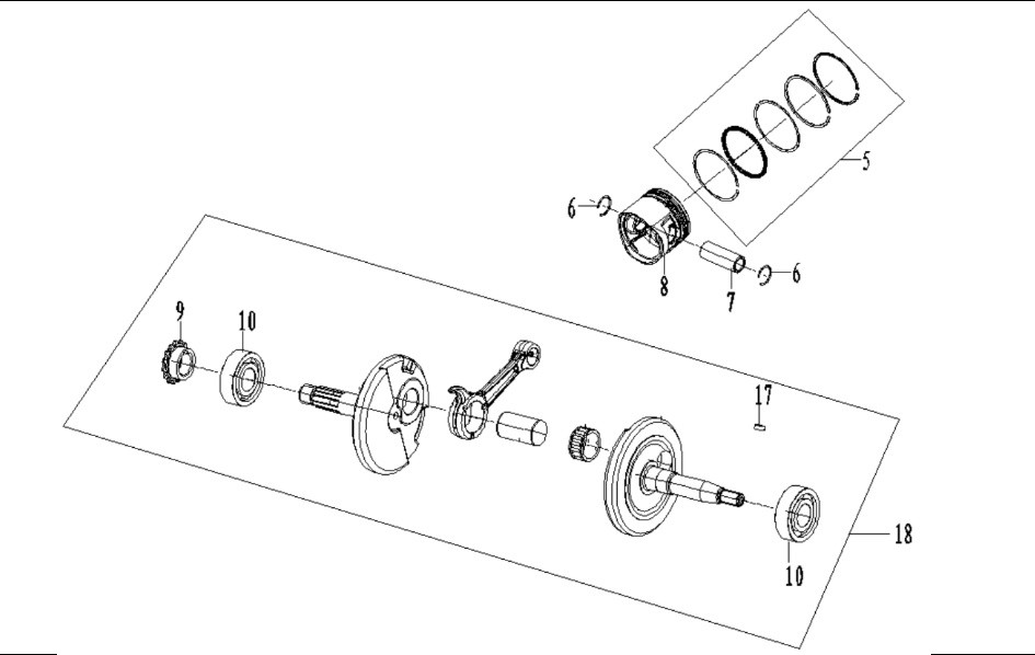 Kayo KMB60 Crankshaft with Connecting Rod 60