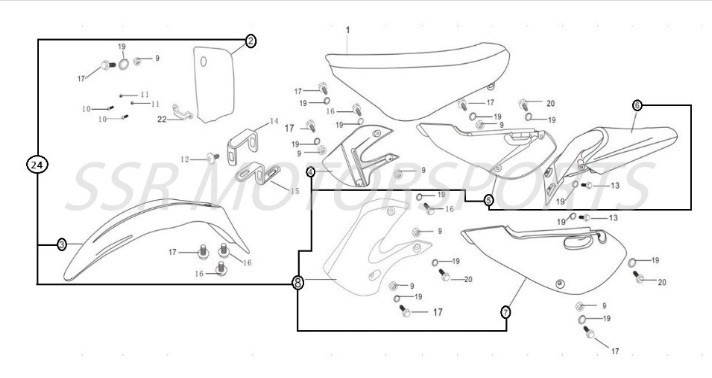 SSR 160TX 170TX Left Rear Side Number Plate in White