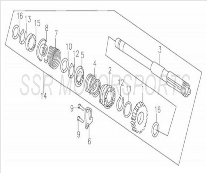 SSR SR140TR 140TR-BW 140 Kick Start Gear