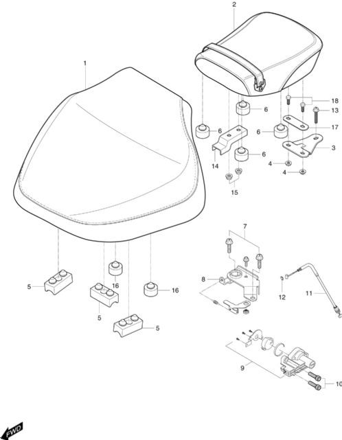 GV250 Rear Passenger Seat Hyosung Red Trim Version found on 2010-2015 models 