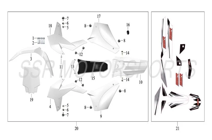 SSR SR150 150 XD150 SR189 189 XD250 250 Right Rear Cover White Number Plate 2021 and newer