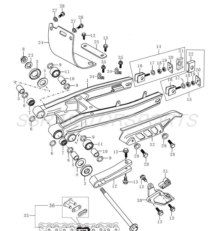 SSR XF250 Left Chain Adjuster Tensioner Set XF250X