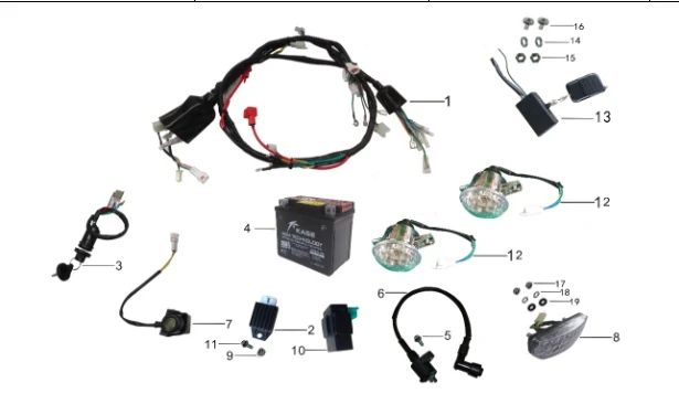 Kayo Storm 70 Main Cable Wiring Harness Loom 2025 2026 with carburetor