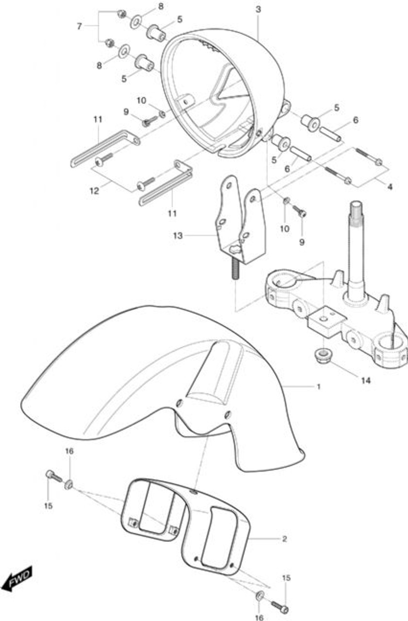 GV125 GV250 Headlamp Housing Headlight, (older version)