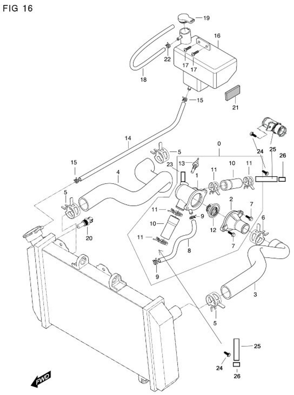 Thermostat Bypass Hose GT650R GV650 ST7