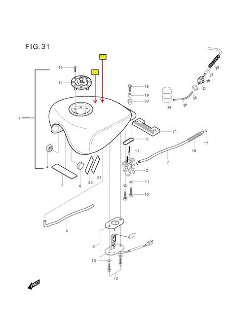 GV250 ST7 Fuel Tank Bolt for Cushion