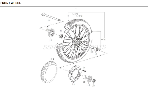 SSR XF250 Front Rim Wheel Assembly 17" Street