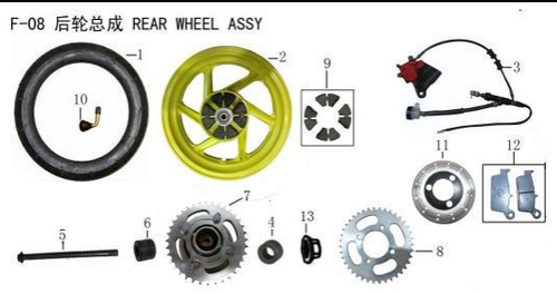 American Lifan KP Mini 150 Rear Axle and Spacers