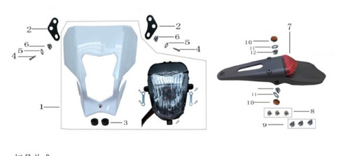 Kayo K6 EFI K6-EFI KT250 250 Headlight Assembly 