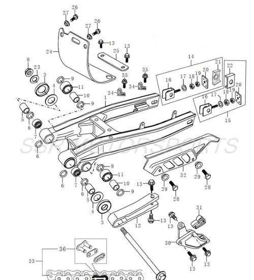 SSR XF250 Left Chain Adjuster Tensioner Set XF250X