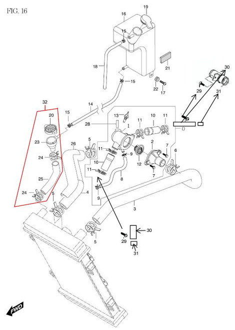 GV650 GT650 Thermostat Inlet Connector