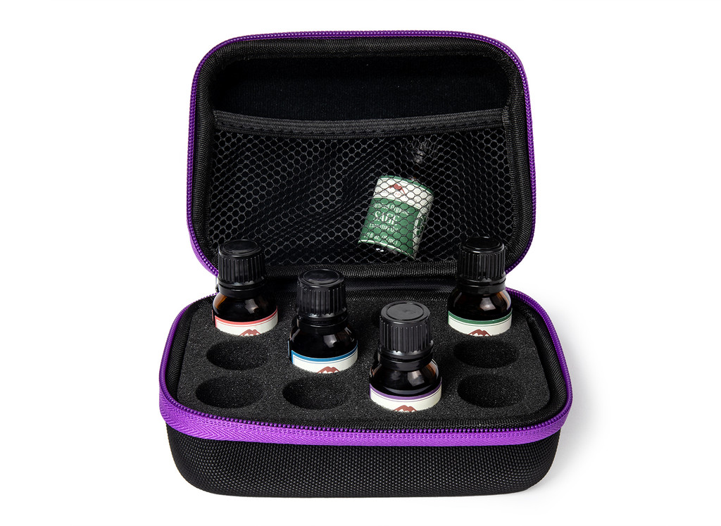 Open Essential Oil Case with Bottles