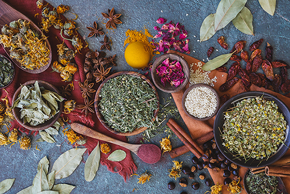 Colorful organic botanicals