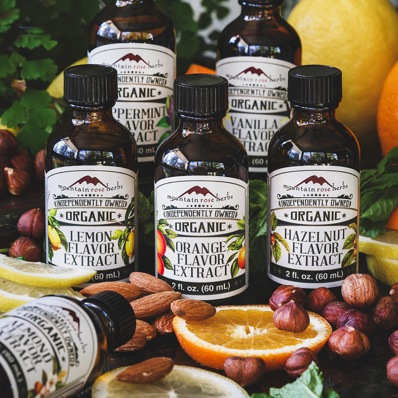 Bottles of Organic Flavor Extracts