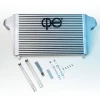 FEATURES:
25.25" x 15.88" x 2" & 3" Core Size
Low Turbulence End Tank Design
Maximized Core Design
Works with OEM Piping
Cast in Place Brackets
Substantially Lower & More Consistent Charge Temps
Bolt-in Design, No Vehicle Modification Needed
Fully Cast End Tanks
PRODUCT DESCRIPTION:
After months of engineering and development, cp-e® is proud to release the ∆Core FMIC for the Ford Explorer ST. The stock intercooler does an excellent job for the everyday driver that doesn't want to modify their car. However, once you find that you want additional power, the intercooler is a must have modification.

We started off by determining the maximum size core that could fit without having to cut parts of the vehicle, while our ∆Core FMIC uses the bar and plate design to help ensure a high level of efficiency. The next step was to design the perfect endtanks, developing a design that not only encloses the monstrous core, but also requires no cutting, no drilling, and no permanent modification to the vehicle. With the cast in place brackets, the intercooler will mount in the stock location while matching up to the stock intercooler piping. Customers can now upgrade their piping when their power demands need it and modify in smaller increments.

As always, the cp-e® intercooler includes cast endtanks that are welded and pressure tested with the core. What truly distinguishes these endtanks is the innovative engineering that defines their unique shape and sophisticated internal design. Hours of design and computer flow diagrams have been put into the tanks' design to virtually eliminate turbulence within them. Many times, upgrading an intercooler causes increased turbo-lag, and an overall pressure loss. This is because of the large size of the core and the turbulence within the endtanks. By designing the endtanks to be smaller, and more efficient, we have found a way to minimize turbulence to keep the drivability of the car high, while still enlarging the intercooler drastically.

The internal design of the endtanks directs the air to bring the most optimal airflow as well as an even distribution throughout the core. In intercoolers, the back half of the core only does 25% of the cooling. The endtanks have been designed to direct the air properly into the core for the most even cooling, giving the vehicle the most consistent conditions going into the engine.

Fully Optimized Core Size
To build one of the most efficient intercooler designs possible, we set out to make the largest core available. To accomplish this, we have maximized every single square inch of usable space under the stock valence. This is evident in the core design with recesses for a perfect fit, yet the largest size physically possible without permanent modification to the vehicle.

Turbulence Reduction Fins
When creating an intercooler, the goal is to maximize both the size and usage of the core. Our turbulence reduction fins work to distribute air evenly inside the core. This keeps the core cooling at optimal efficiency and utilizes every inch of the core.

Fully Cast End Tanks
When durability and high horsepower are the main goals, nothing beats casting. Cut and weld sections just do not have anything close to the reliability of a cast piece. The problem is that casting is too expensive and out of reach for many manufacturers. With the ultimate product as our end goal, we only accept fully cast endtanks for all our intercoolers.