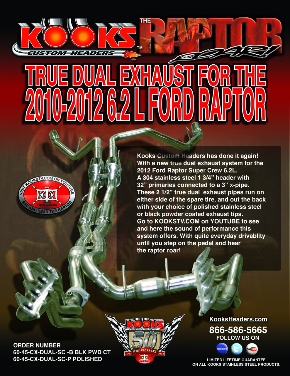 20102013 SVT Ford Raptor 6.2L Kooks Full Exhaust