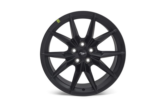   Fits 2024-2025 Mustang
Originally from Dark Horse (Non-Performance Pack)
Black painted finish 
Includes
Qty.1 19" x 9.5" offset 40mm front wheels 
Qty.1 Mustang Center Caps    
Also available: 
Sinister Bronze
Battleship Grey   