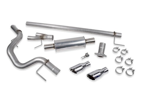 Replace your factory exhaust system with our Roush Performance F-150 Cat-back Exhaust System. All of the exhaust components are made from durable corrosion-resistant T-304 stainless steel and include high-flow mandrel bends. The Roush Performance F-150 Cat-back exhaust system utilizes a high flow performance muffler to give your F-150 a race-inspired exhaust tone that is guaranteed to put a smile on your face every time you drive.