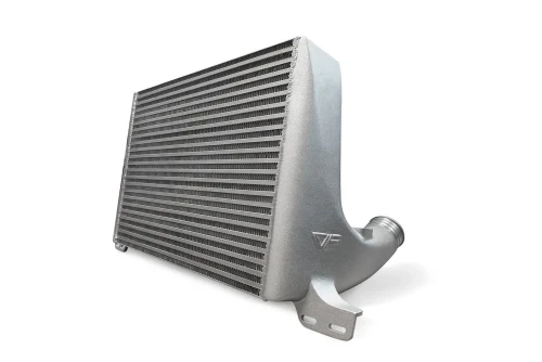 Upgraded accessory kit prevents excessive contact with engine components for maximum performance
Direct bolt-on replacement - intercooler pipe upgrade kit is not required but is recommended
Proven to support over 800 WHP
Computer-modeled, CVF-branded cast end tanks ensure significantly better airflow efficiency than welded aluminum counterparts
Over 200% more core volume than stock (21" x 15" x 4")
TIG-welded bar-and-plate construction
Larger ID (inside diameter) of hot-side and cold-side connections allow for increased airflow

CVF Lifetime Warranty

LESS HEAT, MORE POWER
The CVF Race Intercooler for 2015-2023 Ford Mustang EcoBoost is a direct fit replacement that is over 200% larger than the stock unit, featuring a core size of 21" x 15" x 4". As the charts above indicate, during independent testing we've observed a reduction of 92 degrees in Charge Air Temperature where it matters: on the street, and not at the dyno (the same vehicle under similar conditions).
EXCEPTIONAL CONSTRUCTION FOR MAXIMUM EFFICIENCY
Manufactured from top-grade aluminum, the CVF Race Intercooler features a TIG-welded bar-and-plate core design for maximum durability and computer-modeled, fully cast end tanks to ensure better airflow efficiency than the competition's welded aluminum end tanks. Additionally, the computer-aided design optimizes the flow of air, minimizing pressure loss.
APPLICATION AND INSTALLATION
While not required, the CVF Aluminum Intercooler Charge Pipe Kit is recommended. The OEM piping will fit, but the additional kit includes larger couplers for a much smoother installation as the intercooler's inlet/outlet are .25" larger than stock for performance-related design reasons.
The active grille shutters (AGS) have to be removed for installation. There is no check engine light associated with removal of the AGS and they can be placed back on the vehicle if the intercooler is removed.
This part installs on the following vehicles:
2015-2023 Mustang 2.3L engines