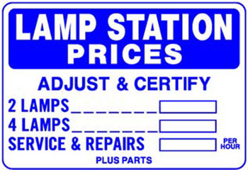 Sign - Lamp Station Prices (14in x 26in)