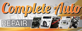 Complete Auto Repair | Vinyl Banner | Orange with Small Images Complete Auto Repair | Vinyl Banner | Orange with Small Images