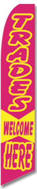 Swooper Flag - Magenta Yellow Trades Welcome Here