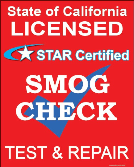State of California - Red Star Certified - Smog Check - Test & Repair Sign (24" x 30")