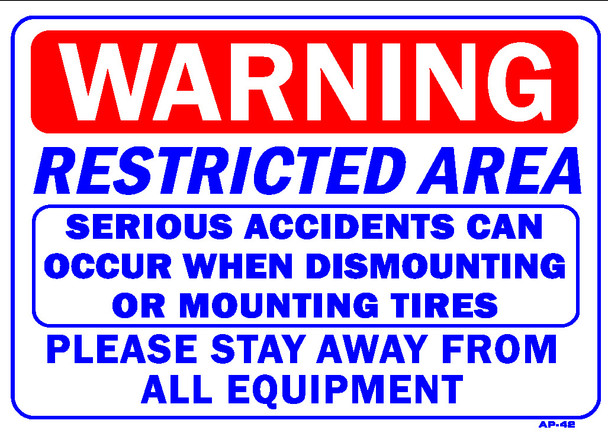 Sign - WARNING Restricted Area | Serious Accidents Can... (14in x 20in)