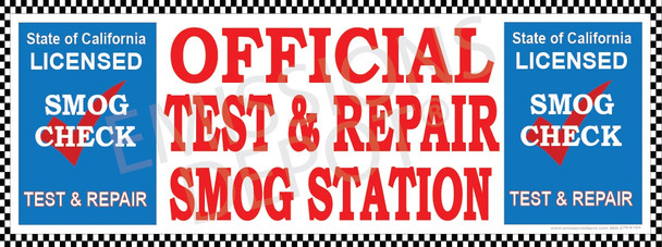 Official Test & Repair Smog Station | Blue Shield | Checkered