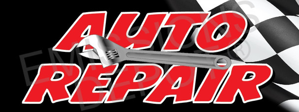 Auto Repair with Flag | Vinyl Banner