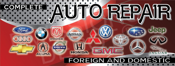 Complete Auto Repair | Red and Gray | Vinyl Banner