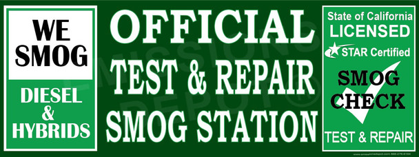 Green | We Smog Hybrids | Test and Repair | Vinyl Banner