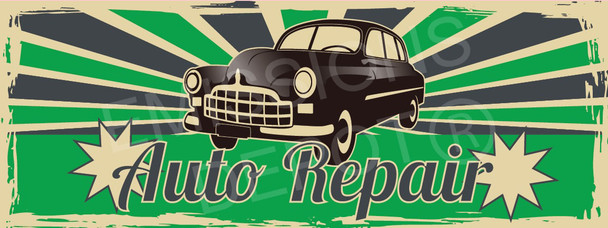 Auto Repair | Green Vintage | Vinyl Banner