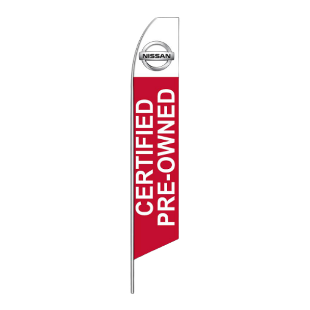 CERTIFIED PRE-OWNED 15 Ft Swooper Flag - White Red Nissan Logo