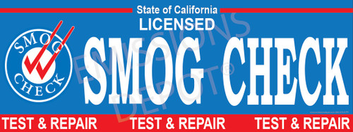 Smog Check | Test & Repair (Logo on Left / Blue) | Vinyl Banner