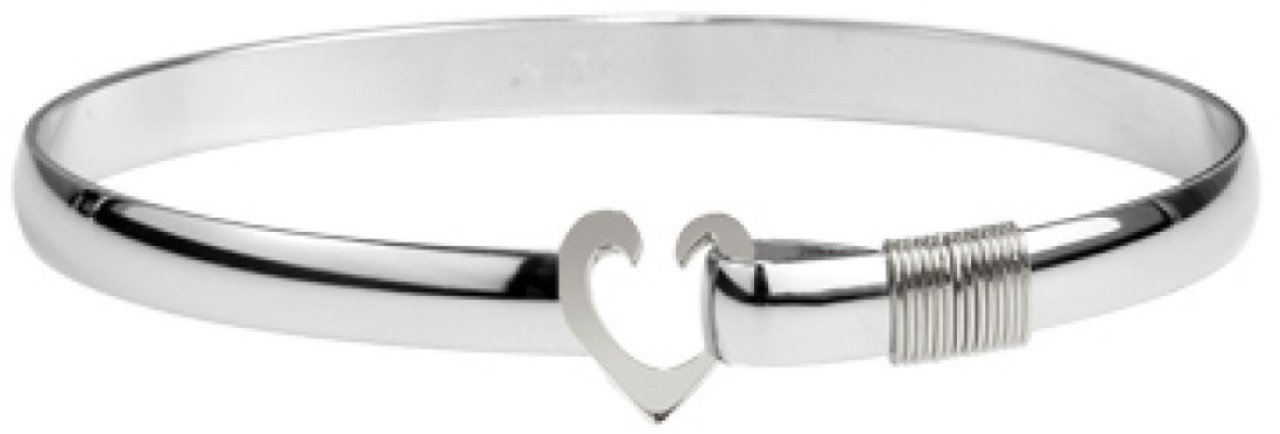 6mm All Sterling Silver Heart Hook Bracelets