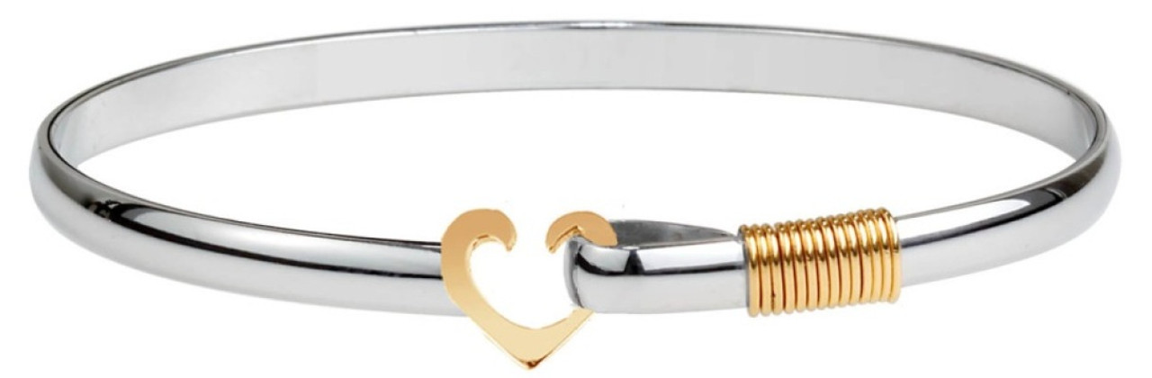 4mm Sterling Silver with 14K Gold Accents Heart Hook Bracelets