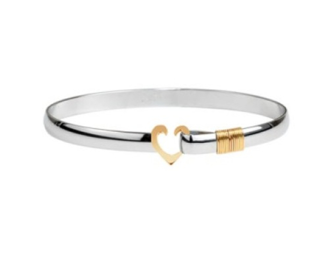 6mm Sterling Silver with 14K Gold Accents Heart Hook Bracelets
