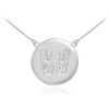 14k White Gold Letter "W" Initial Diamond Disc Necklace