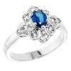 Sterling Silver Blue Sapphire and White Topaz Ladies Gemstone Ring