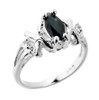 Sterling Silver Marquise Black Sapphire September Birthstone Ring