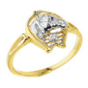 Yellow Gold Horseshoe with Horse Head Diamond Ring