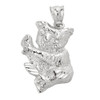 Solid White Gold Diamond Cut Koala Bear Pendant