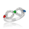 White Gold Infinity CZ Ring with Interchangable Birthstones