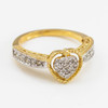Yellow Gold Diamond-Studded Heart Ring