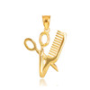 Gold Scissors and Comb Pendant Necklace